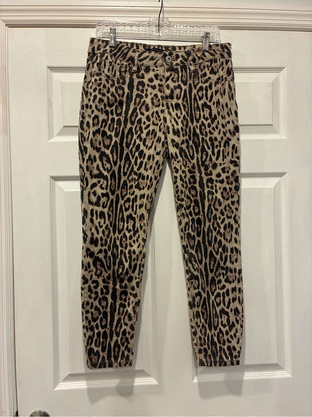 Signature Studio Leopard Print Cropped Jeans - Tan/Brown